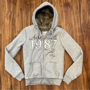 Aeropostale Gray Hoodie with Fur Lining